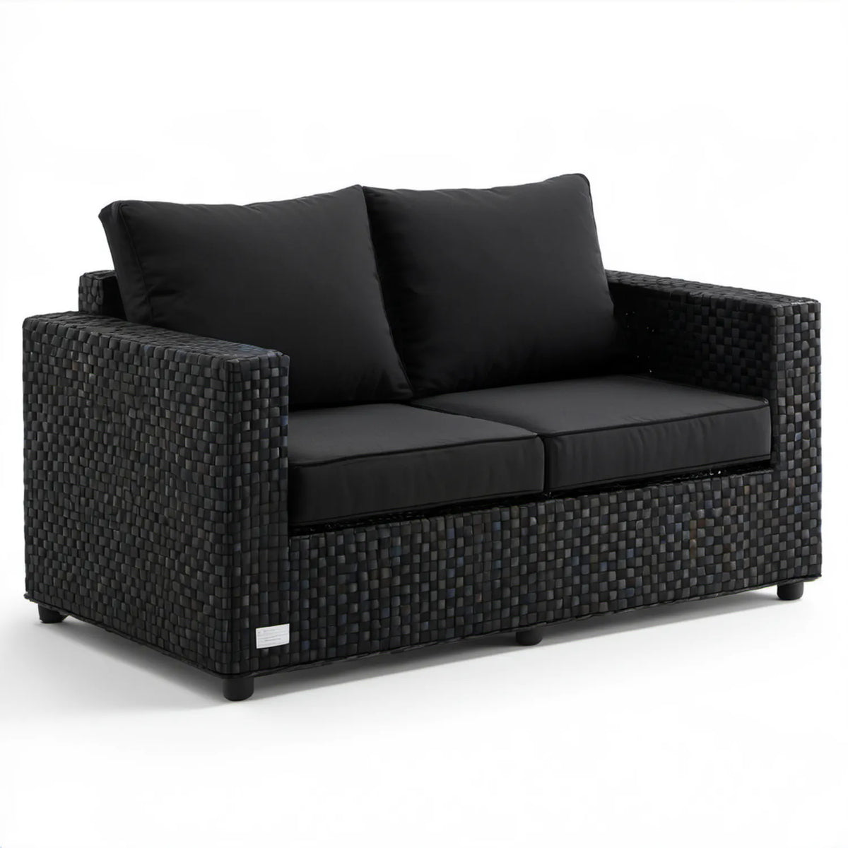 Dwuosobowa sofa ogrodowa z technorattanu PE, czarna, 124 x 70 x 76 cm