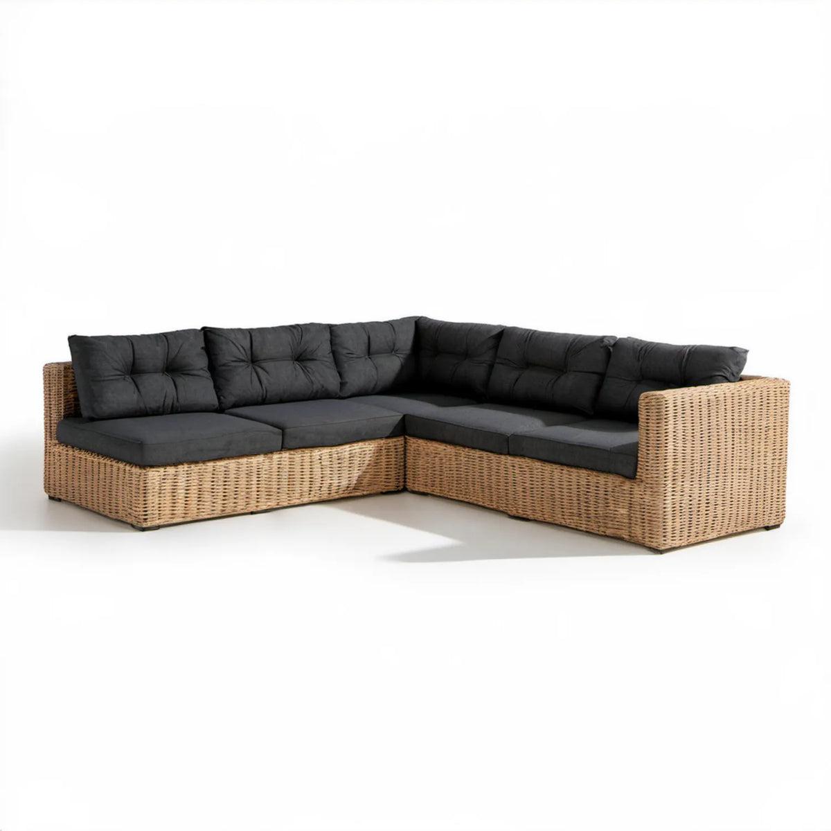 Narożnik ogrodowy 4-osobowy z technorattanu PE 230 × 180 × 78 cm Beżowy/Czarny