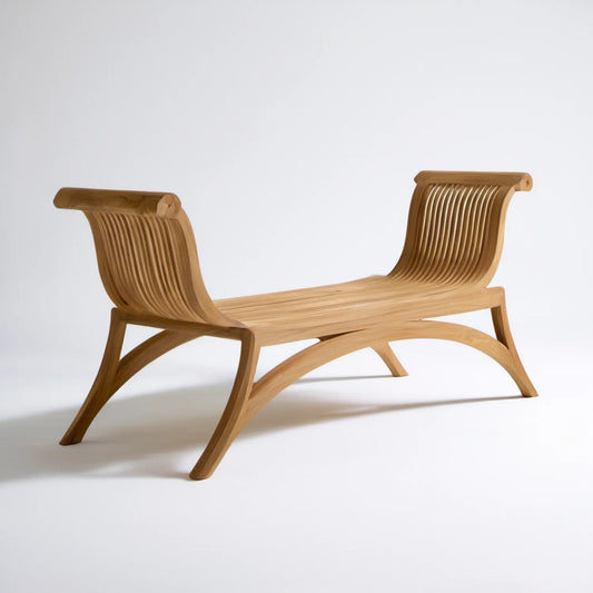 Dwuosobowa ławka z litego drewna tekowego, naturalny brąz, 150 x 60 x 85 cm