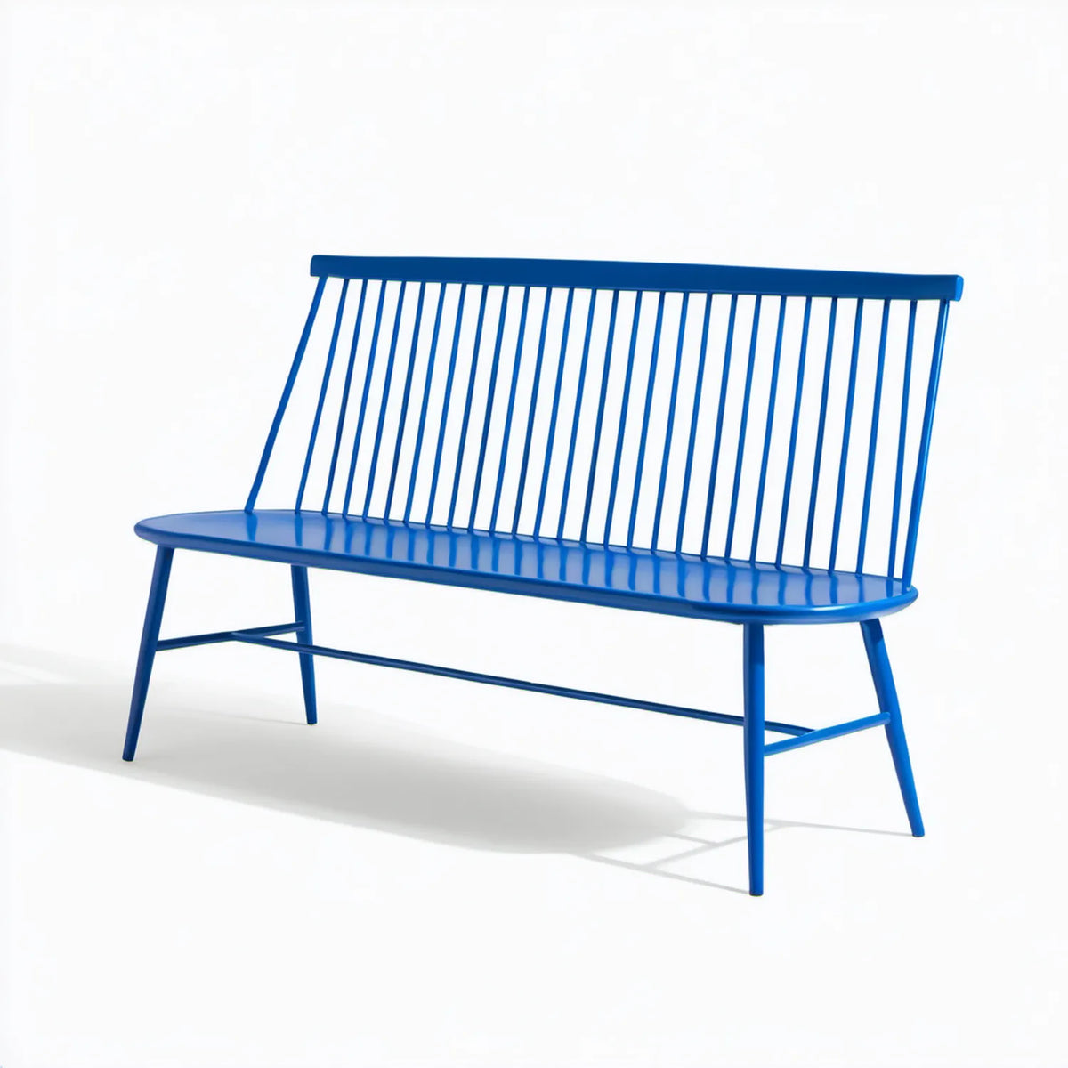 Niebieska stalowa ławka ogrodowa 3-osobowa 160 x 55 x 85 cm